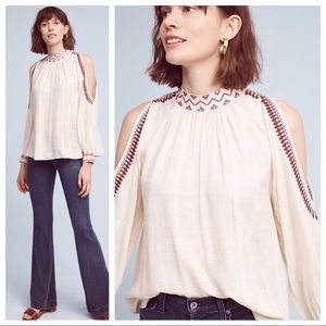 Anthropologie Magda Open Shoulder blouse by Maeve